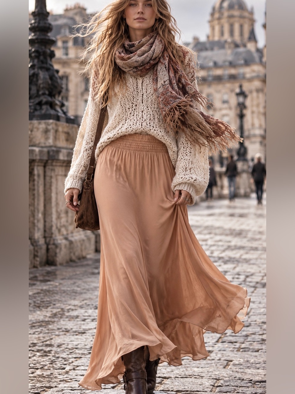 Free People Normani Bias Skirt in the color Praline XS NWT